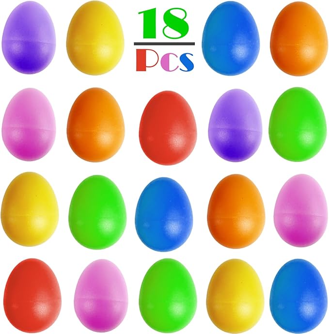 GIFTEXPRESS 18 PCS Easter Egg Shakers for Kids – Colorful Percussion Musical Maracas for Toddlers, Baby Sensory Toys, Easter Basket Fillers, Preschool Rhythm Instruments, Classroom Noise Makers