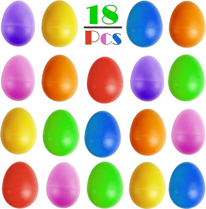 GIFTEXPRESS 18 PCS Easter Egg Shakers for Kids – Colorful Percussion Musical Maracas for Toddlers, Baby Sensory Toys, Easter Basket Fillers, Preschool Rhythm Instruments, Classroom Noise Makers