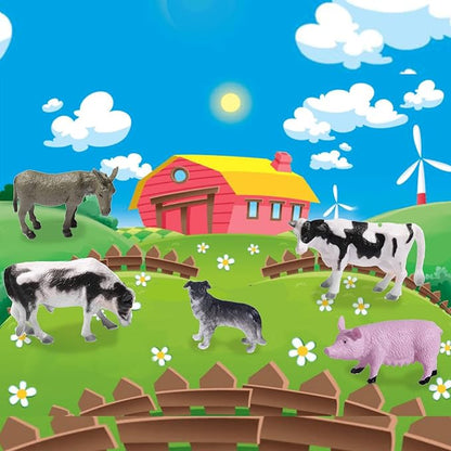 15 Pcs Mini Figures Toys Realistic Farm Animal Figurines, Plastic Learning Educational Playset Animal Themed Party Supplies Cake Topper Ornaments for Easter Egg Birthday Christmas