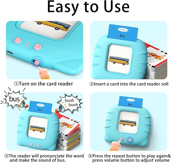 Kidzdo Toddler Audible Flash Cards with Music, Montessori Toys, Pocket Speech Therapy Toys, 600 Sight Words, Alphabet, Numbers 0-100, Phrase, etc, Learning Educational Gifts for 3 4 5 Years Kids