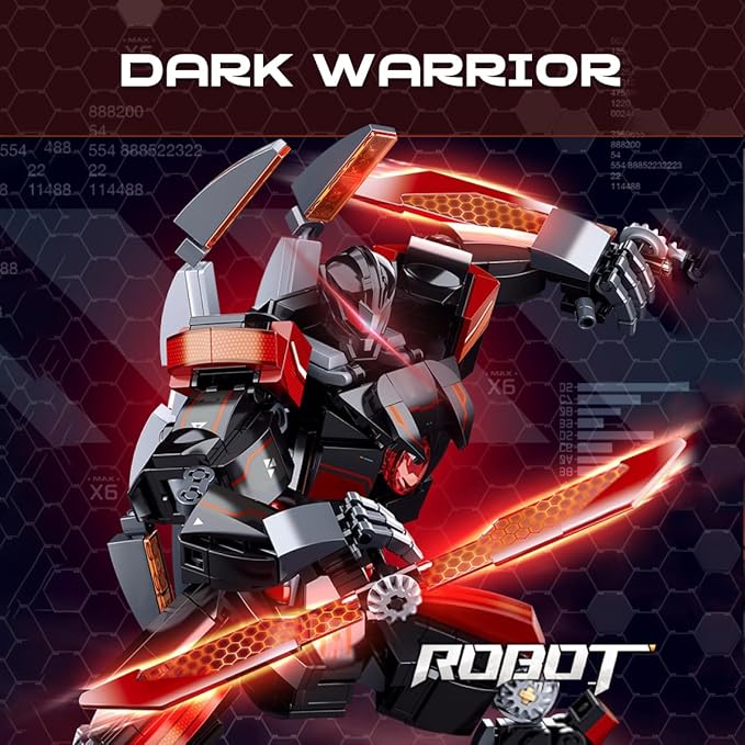 DAHONPA Dark Warrior Transforming Mech Building Blocks Set (585 PCS), Assembly Mecha Robot Model Kit, Technology City MechWarrior Toy, Christmas Birthday Gifts for Adults and Kids