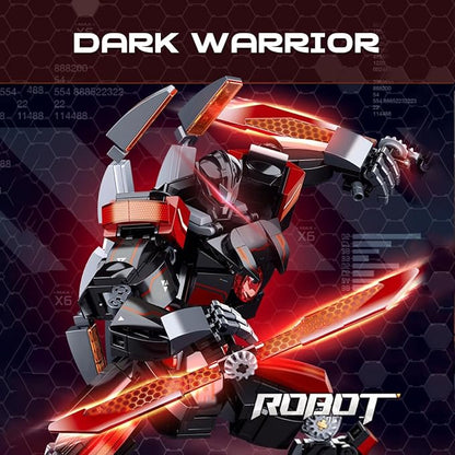 DAHONPA Dark Warrior Transforming Mech Building Blocks Set (585 PCS), Assembly Mecha Robot Model Kit, Technology City MechWarrior Toy, Christmas Birthday Gifts for Adults and Kids