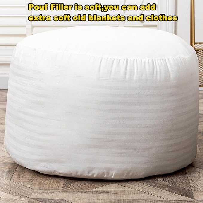 Asuprui Pouf Filler PP Cotton Footstool Filler Pouf Stuffing Pouf Insert Pouf Ottoman Filler Bean Bag Filler 20x20x12 Inches Round Poof Filler