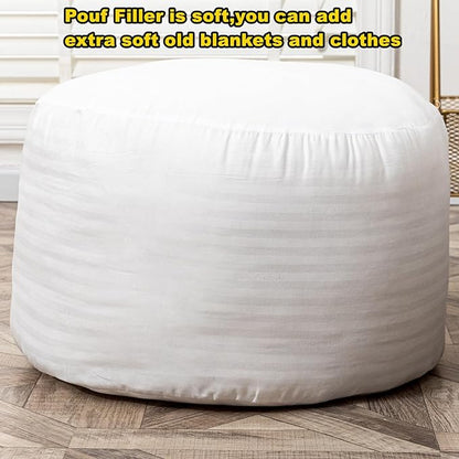 Asuprui Pouf Filler PP Cotton Footstool Filler Pouf Stuffing Pouf Insert Pouf Ottoman Filler Bean Bag Filler 20x20x12 Inches Round Poof Filler