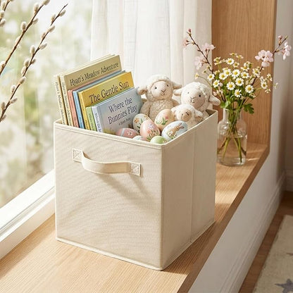 ShellKingdom Foldable Fabric Storage Cubes And Cloth Organizer Drawer For Closet And Toys, 6 Pack (Beige)