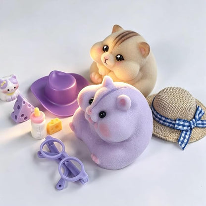 2-Pack Cute Squeeze Handmade Taba Squishy Cat & Hamster Toy Set, Ultra Soft Silicone Squishy Fidget Gift for Adults & Kids (2-Pack Hamster & Cat Set)