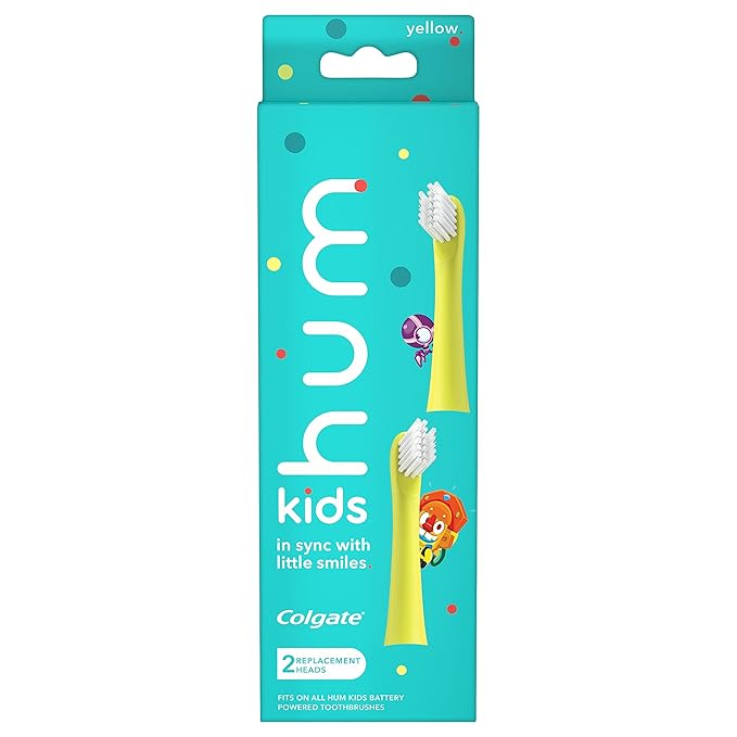 hum by Colgate Kids Toothbrush Refill Heads, Yellow, 2 Pack