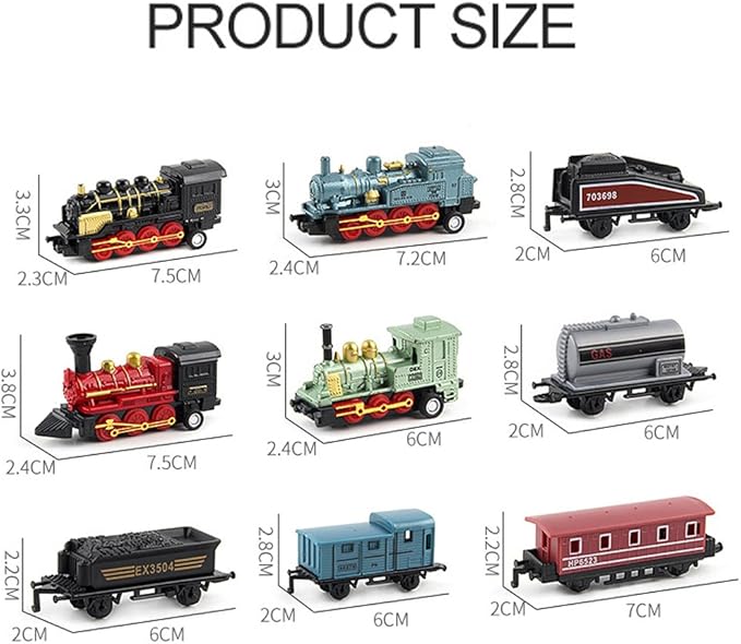 CORPER TOYS Mini Train Toy Die-Cast Pull Back Steam Train Model Set Assorted Styles for Kids Boys - 4 Packs (16 Pieces)