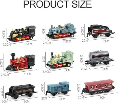 CORPER TOYS Mini Train Toy Die-Cast Pull Back Steam Train Model Set Assorted Styles for Kids Boys - 4 Packs (16 Pieces)