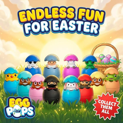 Egg Pops Talking Easter Egg Toy - Figure Pops Up & Plays Sounds, Easter Basket Stuffers for Teens - Interactive Kids Toys or Funny Gag Gifts for Teens, Cute Collectible Spring Character (Dino)