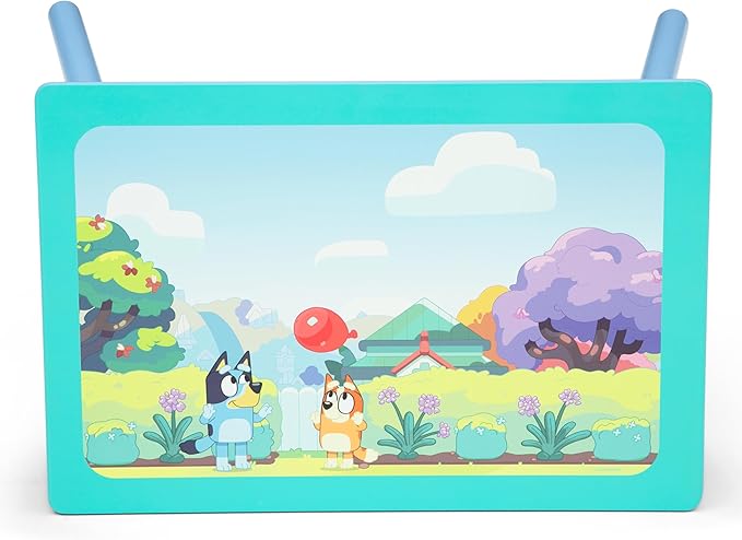 Delta Children - Bluey 4-Piece Toddler Room-in-a-Box Set – Includes Sleep and Play Toddler Bed, Table, 1 Chair and Fabric Toy Box, Blue