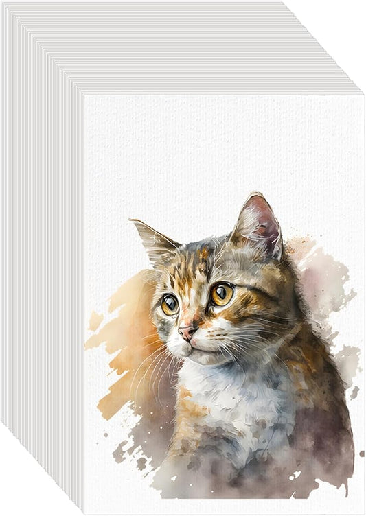 100PCS 9x6 Watercolor Paper Bulk, 140lb/300g Cold Press Thick Water Color Paper Pad for Kid Child Adult, White Art Paper for Drawing Painting Markers Gouache, Textured Cotton Paper Sheets