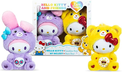 Care Bears x Hello Kitty Plush 2 Pack - Hello Kitty as Funshine Bear & My Melody as Share Bear