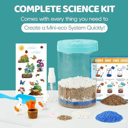 Rabbit Light Up Terrarium Kit for Kids,Bunny Gardening Kit for Boys and Girls,DIY Creative Educational Toy, Arts Crafts Activity,Birthday Easter for Ages 4 5 6 7 8-12