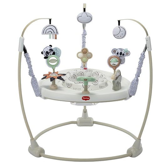 Tiny Love 4-in-1 Jump & Play Stationary Activity Center, Baby Jumper with Lights & Music, Developmental Toys, 360 Swivel Seat, Baby Activity Entertainer for 6 Months+, Black and White