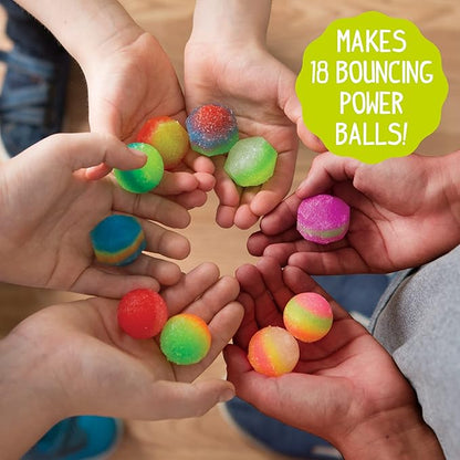 Made By Me Glow The Dark Powerballs by Horizon Group USA, DIY STEM Kit. Make 18 Bouncy Crystal Power Balls, Molds and Instructions Included,Multicolored