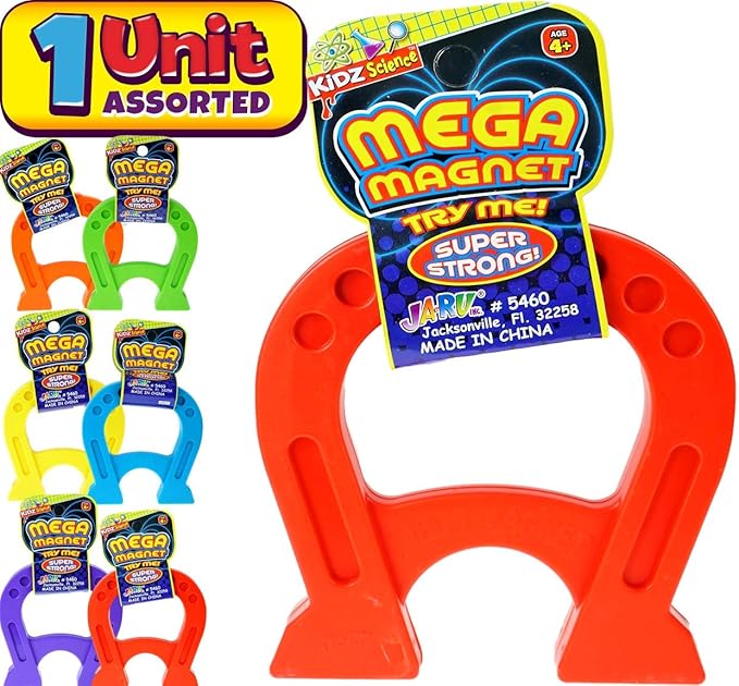 JA-RU Mega Magnet Toy (1 Magnet Horseshoe Shaped) Strong Magnets for Preschool Science Experiments & Classroom Activities for Kids. Educational Toy. School Supply. 5460-1