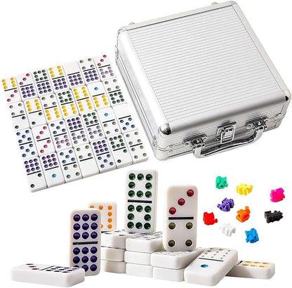 Yinlo Mexican Train Dominoes Set, Hub with Real Train Sound, Double 12 Colored Dot