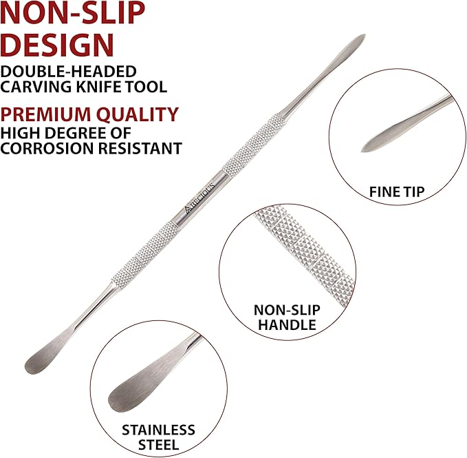 ABECIOUS Wax Carving Tools Set (7Pcs), Metal Clay Sculpting Tools, Stainless Steel Double Ended Premium Dab Tool for Carving, Modeling, Sculpting and Shaping