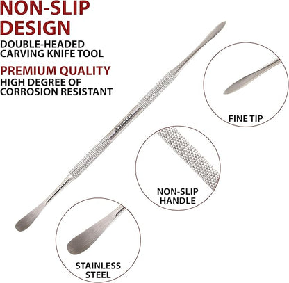 ABECIOUS Wax Carving Tools Set (7Pcs), Metal Clay Sculpting Tools, Stainless Steel Double Ended Premium Dab Tool for Carving, Modeling, Sculpting and Shaping