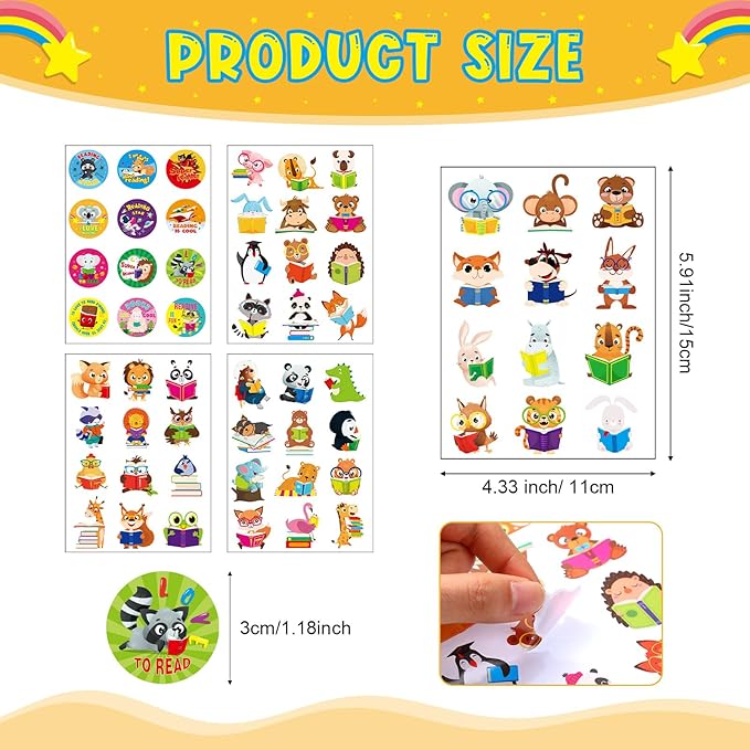 Frienda 65 Pcs Reading Gifts Bulk Love to Read Slap Bracelets Party Favors Inspirational Reading Stickers Pins Badge for Students Rewards Boys and Girls Sunday School Book Party Favor Supplies