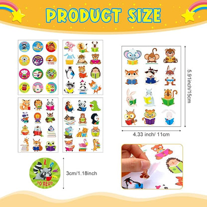 Frienda 65 Pcs Reading Gifts Bulk Love to Read Slap Bracelets Party Favors Inspirational Reading Stickers Pins Badge for Students Rewards Boys and Girls Sunday School Book Party Favor Supplies