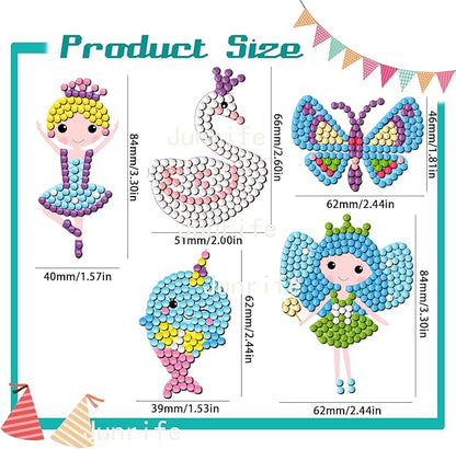 Junrife Princess Diamond Craft Kits Stickers for Kids,Gem Kids' Paint by Number Kits Mosaic Sticker - Best Gifts for Girls Ages 8-12 Easy for Kids Adult Beginners