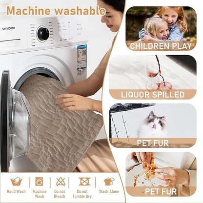 100% Waterproof Recliner Chair Covers for Reclining Chair, Large Recliner Covers That Stay in Place, Non-Slip Recliner Armchair Cover with Pockets for Kids, Pets, Dogs, Cat, Washable,Khaki,28IN