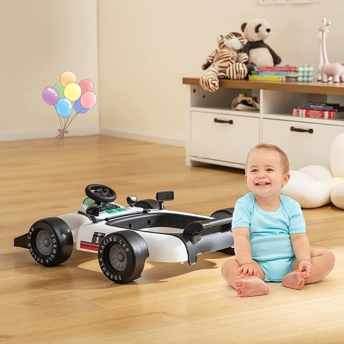 GLACER Foldable Baby Walker, 4-in-1 Infant Walker with Adjustable Height & Speed, Music, Light, Steering Wheel & Washable Cushion, Baby Walker Activity Center for Boys Girls 6 –18 Months (White)