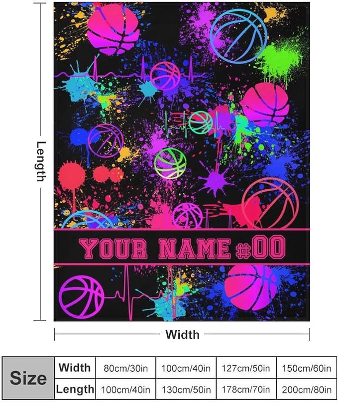 Custom Basketball Blanket - Soft Flannel Sports Basketball Blankets for Girls Boys Kids Pet Basketball Lovers - Warm Basketball Throw Blankets for All Season Sofa Lap, Chair - 40"x30"