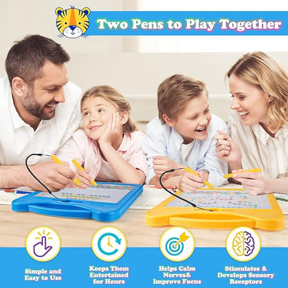 Extra Large Magnetic Drawing Board for Kids, Magnet Doodle Board with 2 Stylus Pen and Beads, Magnetic Dot Art Fine Motor Skills Toy, Travel Toys Activities for Boys Girls (12.5" x 12.5")