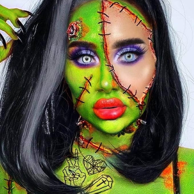 MEICOLY Light Green Face Body Paint(2.37Oz),St Patrick's Day Accessories, Lime Green Face Paint for Halloween SFX Witch Elphaba Makeup,Camouflage Hunting Hulk Gamora, Christmas Stockings Stuffer
