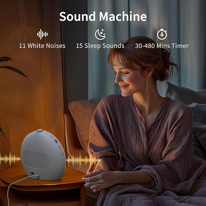 Sunrise Alarm Clock Sound Machine, Upgraded Backlit Buttons, 26 Soothing Sounds, White Noise Machine Night Light, Bluetooth Speaker Wake Up Light for Bedroom, Heavy Sleeper, Adults, Kids