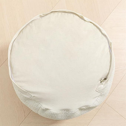 Pouf Ottoman Foot Rest Living Room Decor Floor Pouf Lightweight 20x12 Inches Modern Stuffed Poof Foot Stool Perfect Underdesk Foot Rest for Office (Cream)