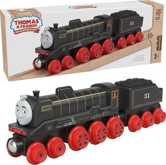 Thomas & Friends Wooden Railway Toy Train Hiro Push-Along Wood Engine & Coal Car for Toddlers & Preschool Kids Ages 2+ Years (Amazon Exclusive)