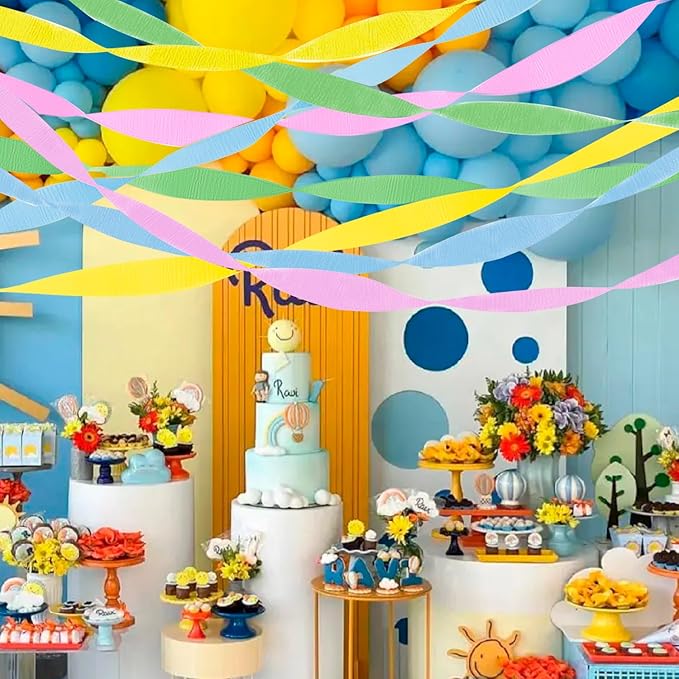 8 Rolls Crepe Paper Streamers Easter Decorations Pink Blue Green Yellow Craft Birthday Party Streamers Spring Themed Party Favors Supplies