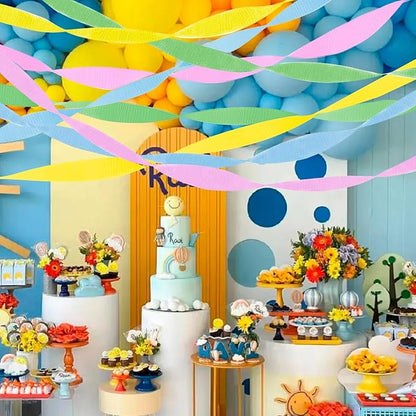 8 Rolls Crepe Paper Streamers Easter Decorations Pink Blue Green Yellow Craft Birthday Party Streamers Spring Themed Party Favors Supplies