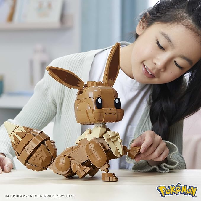 Mega Pokémon Building Toys Set Jumbo Eevee with 824 Pieces, Articulated and Poseable, 11 Inches Tall, for Kids (Amazon Exclusive)