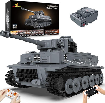 JMBricklayer Tank Building Sets for Adults or Boys - WW2 Military RC Tiger Army Tank Model Toy, Armed Construction Vehicle Set Ideal Gifts Toys 61501