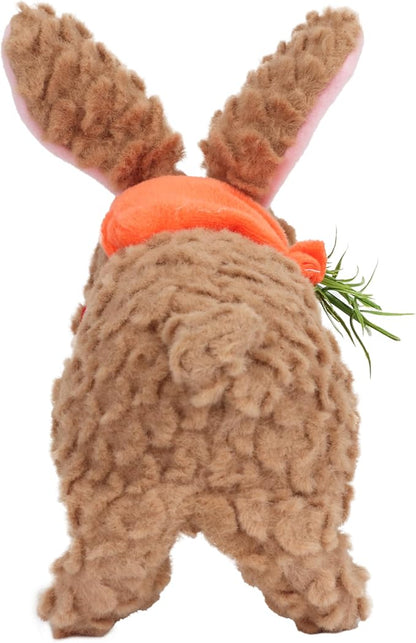 Hopearl Hopping Rabbit with LED Ears Carrot Backpack Interactive Plush Bunny Toy with Sounds Animated Walking Wiggle Light up Ears Twitch Nose Gift for Toddlers, Brown, 7''