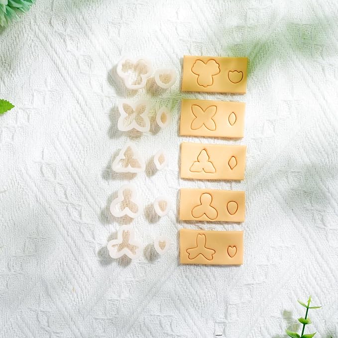 Biutee Flower Polymer Clay Cutters, 10 Shapes Floral & Leaf Micro Clay Cutters, Clay Earring Cutters Mini Floral Clay Cutters Polymer Clay Earring Making Kit for Jewelry Earrings Making DIY Tools