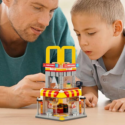 City Street View Burger Shop Building Set, MOC Creative Model Set Creative Model DIY Toys, Unique Home Decor, Ideas Birthday Holidays Toy Gift Kids Age 8+ (244PCS)