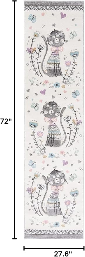 SAFAVIEH Carousel Kids Collection Runner Rug - 2'3" x 6', Ivory & Pink, Non-Shedding & Easy Care, Ideal for High Traffic Areas for Boys & Girls in Playroom, Nursery, Bedroom (CRK187A)