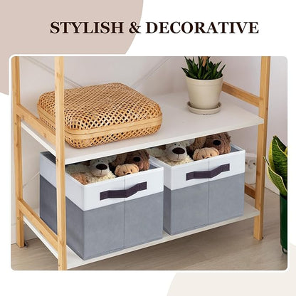 Criusia 12 Pack Large Storage Baskets for Shelves | Fabric Closet Organizers and Storage Bins with Handles for Home Organization | Decorative Collapsible Basket for Organizing Clothes Toy Nursery