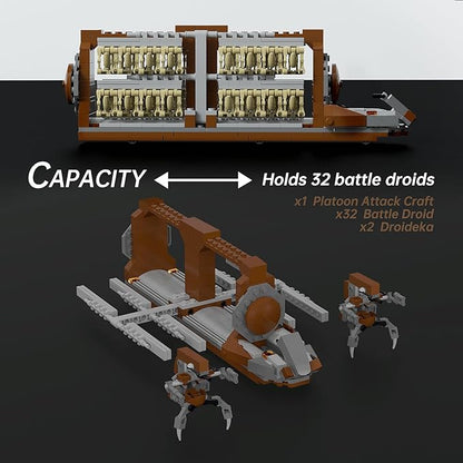 32-Piece Battle Soldiers Army Clanker Platoon Attack Craft Building Kit, with 2 Droidekas Action Figures Building Blocks Set, Toys Gifts for Boys Kids Ages 6-12 Year Old (537 Pieces)