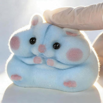 Handmade Taba Squishy Hamster Toy, Cute Squishy Hamster Fidget Toy, Realistic Hamster Toy, Soft Silicone Mochi Furry Toy, Stress Relief Gift for Adults & Kids, Sensory Anxiety Plushie (Blue)