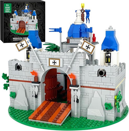 Medieval Knight Castle Building Blocks Set – Comes with 12 Knights Figures , Compatible with Lego Medieval Town Square House Toys , for Adults & Children Ages 6+