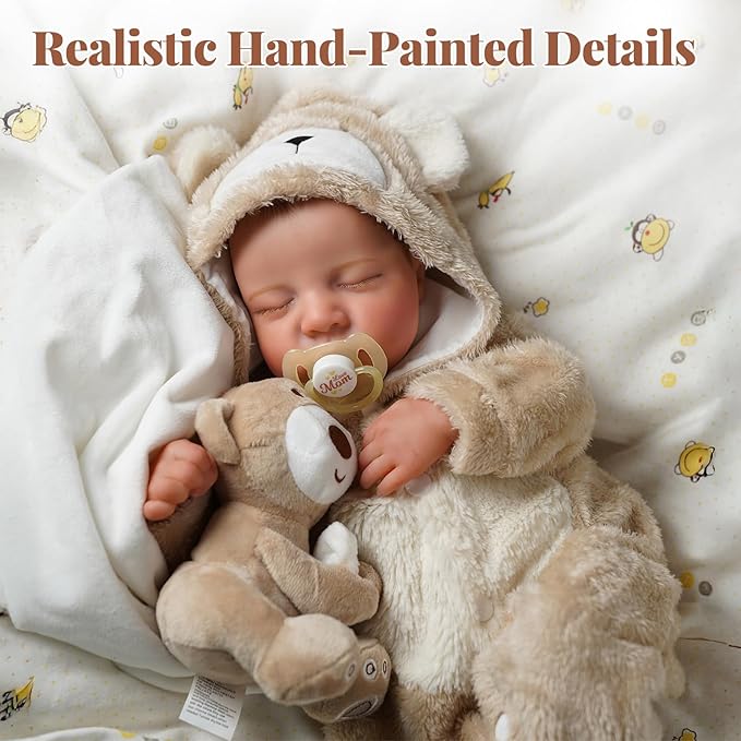 BABESIDE Lifelike Reborn Baby Dolls Boy - 17-Inch Baby Soft Body Realistic-Newborn Baby Doll Silicone Full Body Vinyl Real Life Baby Dolls with Toy Accessories for Kids Age 3+