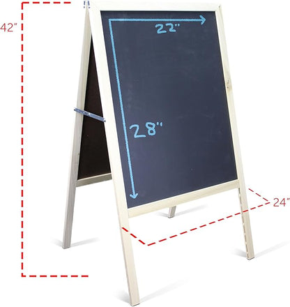 Flipside Products Marquee Easel, Natural Hardwood, White Dry Erase/Black Chalkboard, Menus, Announcements, Restaurants, Coffee Shops, Sale