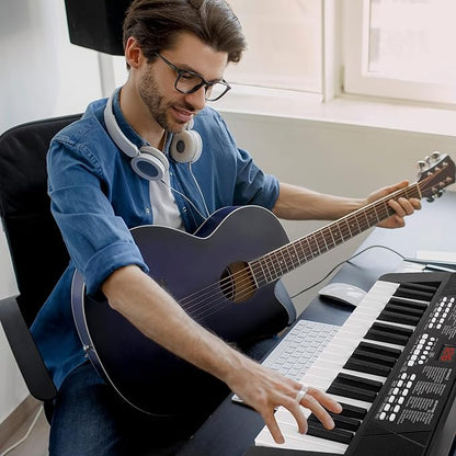 Piano Keyboard for Beginners, 37 Keys Kids PIano, Built-in 1200mA Rechargeable Battery Electronic Piano Keyboards Portable Music Keyboard Pianos with Mic LED Screen Teaching Gift for Beginner, Black